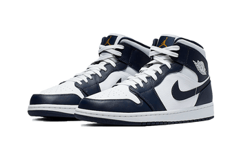 Air Jordan 1 Mid White Metallic Gold Obsidian